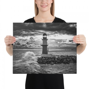 Warnemünde Molfeuer Schwarz weiss auf Leinwand